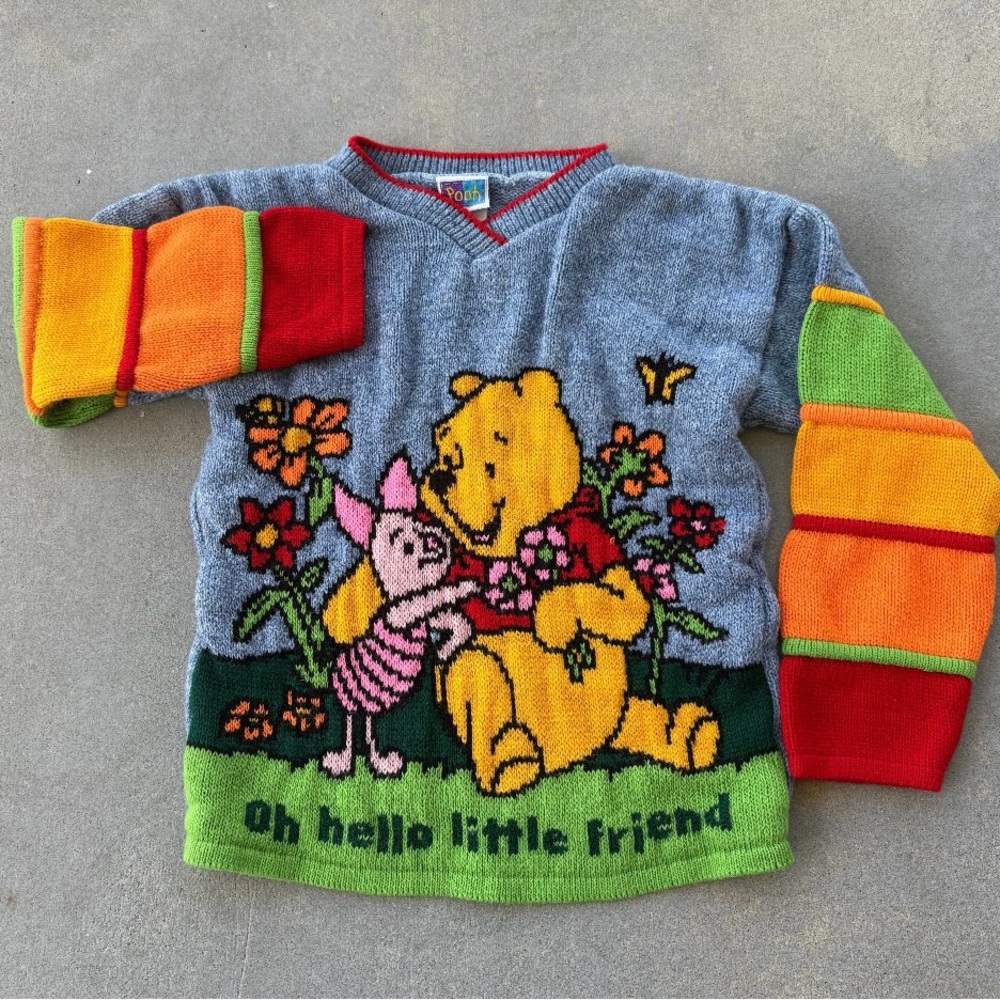 Vintage Disney Winnie the Pooh Kids Sweater - Multicolor